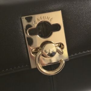 Cafune Black Leather Bag with Gold Hardware
